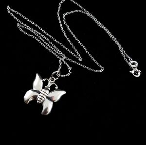Butterfly pendant necklace in sterling silver dainty layer necklace